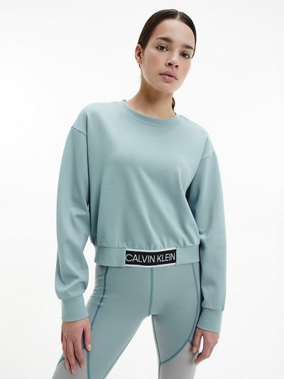 Calvin Klein Ruhák HU043022 | Calvin Klein Logo Tape Cropped Női Pulóver Zöld